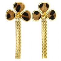 kolczyki ze stali szlachetnej pozłacane 14k złotem, wiszące panterka