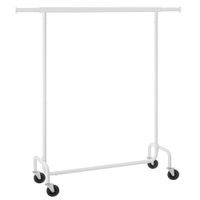 Wieszak na ubrania rozsuwany biały stalowy z kółkami 160 cm mobilny