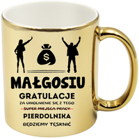 KUBEK ZŁOTY PREZENT NA POŻEGNANIE KOLEŻANKI KOLEGI Z PRACY Z IMIENIEM