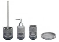 Zestaw łazienkowy SALTA polyresin szary matowy kamienny wygląd 4 elementy
