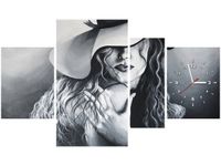 70CM 120CM OBRAZ 4 ELEM SZARA DAMA ŚCIENNY