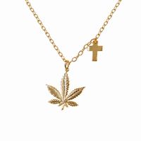naszyjnik marihuana i krzyż (c15/tgu/37au)
