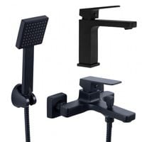 Czarny zestaw bateria umywalkowa wannowa słuchawka - Yoka