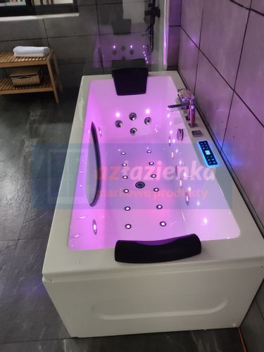 PROSTOKĄTNA WANNA Z HYDROMASAŻEM 180x80 SZYBA NEW! GRZAŁKA na Arena.pl