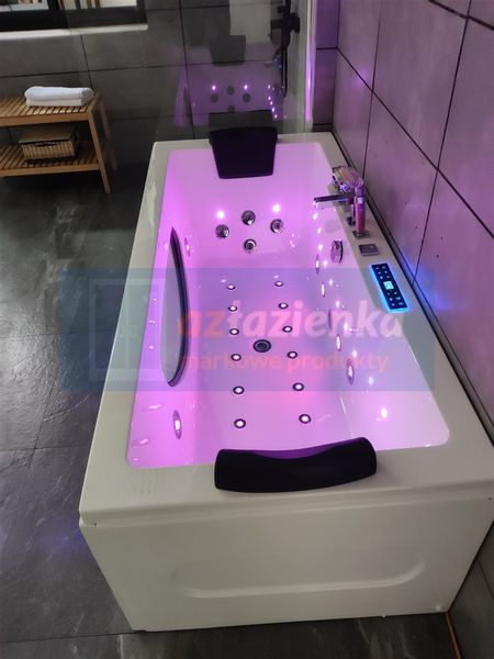 PROSTOKĄTNA WANNA Z HYDROMASAŻEM 180x80 SZYBA NEW! GRZAŁKA zdjęcie 24