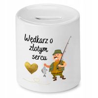 Skarbonka Dla Wędkarza O Złotym Sercu Prezent Z Nadrukiem Ze Zdjęciem Z Nad