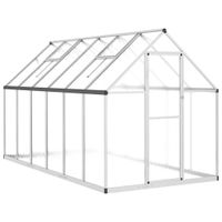 Szklarnia z ramą podstawy, srebrna, 334x169x195 cm, aluminium