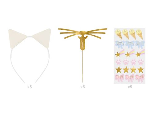 Akcesoria do przebrania Kotek uszy i wąsy, 5 szt. na Arena.pl