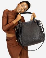 Miejska torebka skórzana z regulowanymi rączkami shopper vintage leather - MARCO MAZZINI czarny