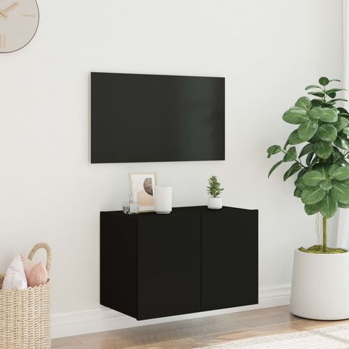 Ścienna szafka TV z LED, czarna, 60x35x41 cm na Arena.pl