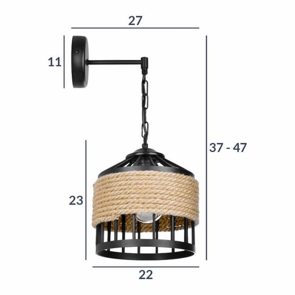 KOLOSEUM 1 Kinkiet, Lampa Ścienna - Rustykalna, czarna, 1xE27 zdjęcie 2