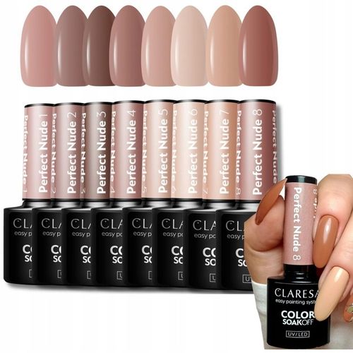 CLARESA PERFECT NUDE 1-8 LAKIER HYBRYDOWY ZESTAW KOLEKCJA BEŻE TPO FREE na Arena.pl