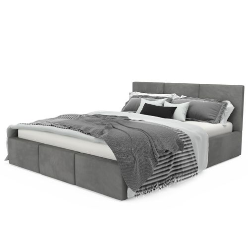 ŁÓŻKO TAPICEROWANE DO SYPIALNI 120x200 ŁÓŻKO PODWÓJNE Z POJEMNIKIEM SZARE na Arena.pl