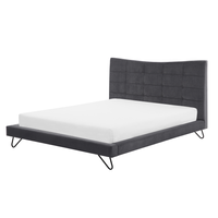 Łóżko welurowe 160 x 200 cm szare LANNION