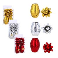 ZESTAW DO PAKOWANIA PREZENTÓW KOKARDKI WSTĄŻKI 8el Złote