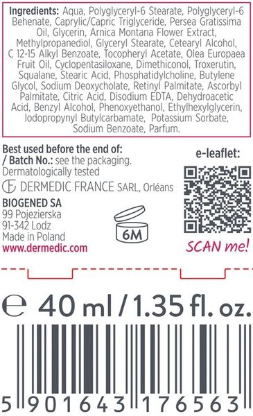 DERMEDIC REDNESS CALM krem przeciwzmarszczkowy na NOC do twarzy 40ml zdjęcie 3