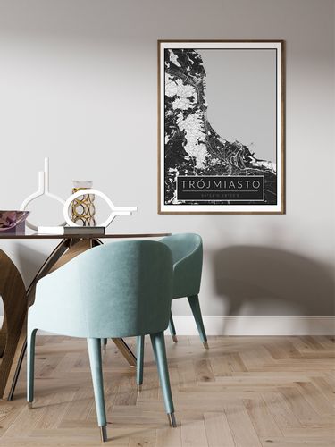 Trójmiasto czarna mapa - plakat 70x100 cm na Arena.pl