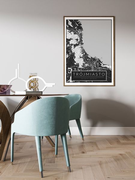 Trójmiasto czarna mapa - plakat 70x100 cm zdjęcie 3