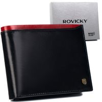 Portfel męski skórzany N992-RVT Black+Red