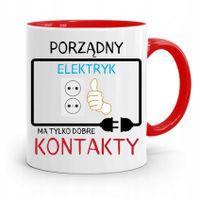 Kubek Czerwony Dla Elektryka Porządny Elektryk Z Nadrukiem Ze Zdjęciem