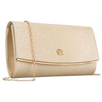 wizytowa, złota torebka damska wykonana z tkaniny syntetycznej zamykana