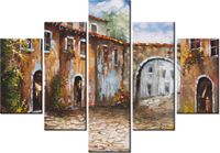 70 100CM OBRAZ 5 ELEM UROKLIWA ULICZKA DRUK PŁÓTNO