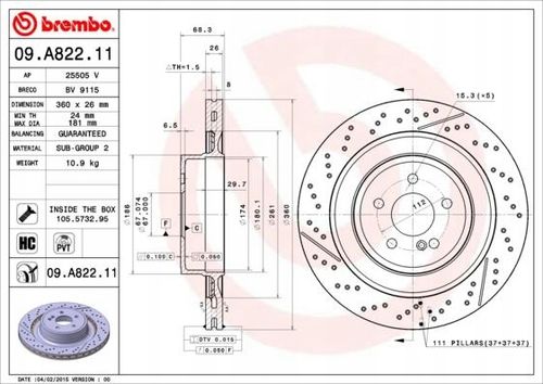 TARCZA HAM TYL 360X26 V BREMBO na Arena.pl