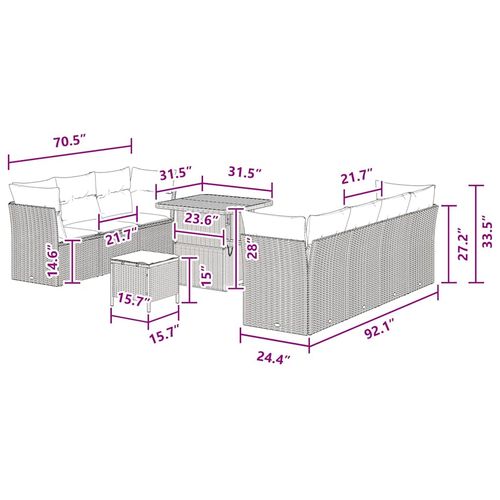Zestaw Sof na Ogród 10 pcs Czarny polirattan na Arena.pl