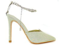 Złote błyszczące szpilki z łańcuszkiem 37