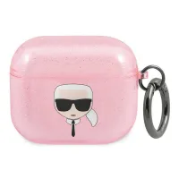 Etui Karl Lagerfeld Glitter Karl's Head na AirPods 3 - różowe