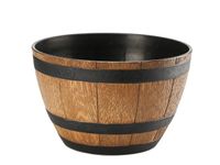 Donica okrągła skrzynka beczka BARREL 33 cm imitacja drewna tworzywo brąz jasny