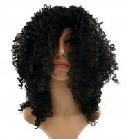 PERUKA AFRO LOKI KRĘCONE COSPLAY GLAM ROCK CZARNA