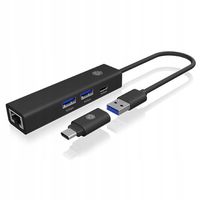 Hub USB ICY BOX Hub 4w1 USB-C, USB-A, LAN