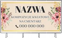 BANER REKLAMOWY siatka mesh 100x50cm KWIATY KOMPOZYCJE NAGROBNE REKLAMA