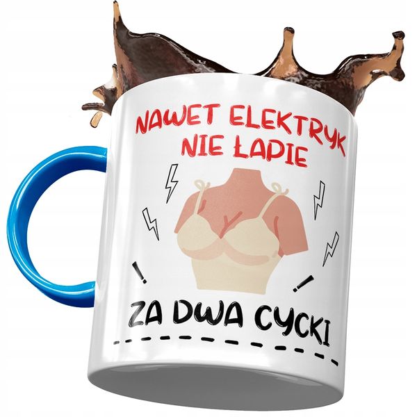Kubek Błękitny Śmieszny Nawet Elektryk Nie Łapie Z Nadrukiem Ze Zdjęciem zdjęcie 1
