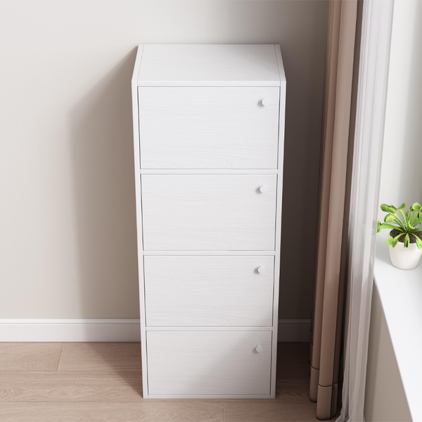 NOWOCZESNA POJEMNA KOMODA SZAFKA Z 4 PÓŁKAMI BIAŁA SKANDYNAWSKI LOFT zdjęcie 2