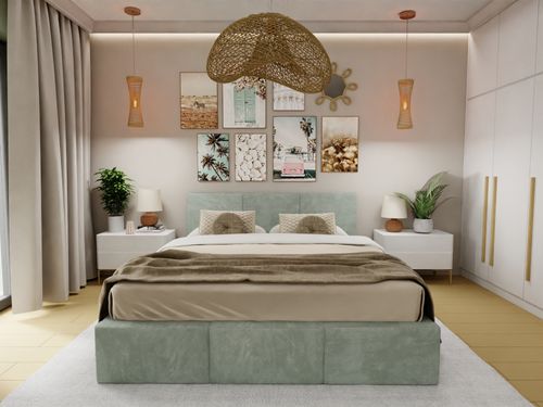 ŁÓŻKO TAPICEROWANE DO SYPIALNI 120x200 ŁÓŻKO PODWÓJNE Z POJEMNIKIEM MIĘTOWE na Arena.pl