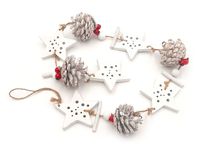 GIRLANDA ozdoba na choinkę drzwi okno 85cm szyszki GWIAZDKI