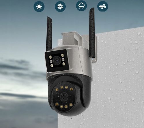 PODWÓJNA KAMERA WIFI IP SMART ZEWNĘTRZNA OBROTOWA 2x 3MPx DETEKCJA 6MPx 6MP na Arena.pl