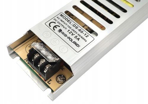 ZASILACZ 12V LED 60W 5A Slim Montażowy Modułowy Do Taśmy MONO RGB na Arena.pl