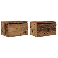 Ścienny stolik nocny with 2 pcs Stare drewno 50 x 36 x 30 cm