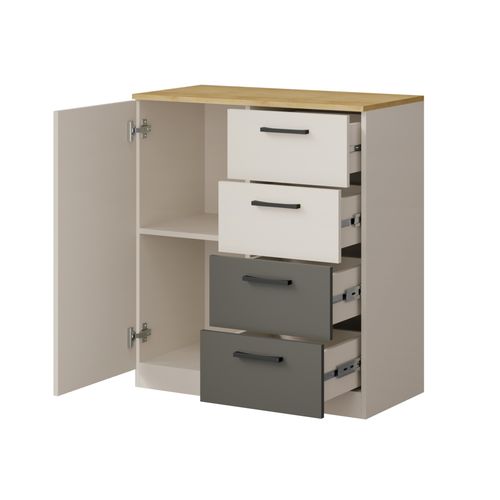 Komoda z szufladami Billz 1D4S 80 Kaszmir/Dąb Cremona na Arena.pl