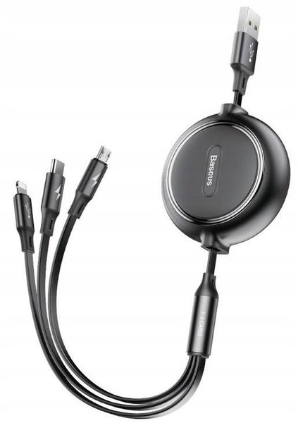 Kabel Zwijany USB 3 w 1 Lightning do iPhone Micro USB, USB-C 1,2m zdjęcie 2