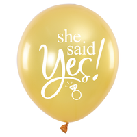 Balony na wieczór panieński She said yes złote, 30 cm 3 szt.
