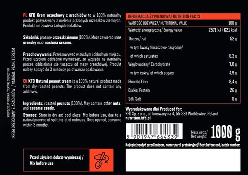 KFD Krem Orzechowy z Arachidów 100% Smooth gładki 1000g na Arena.pl