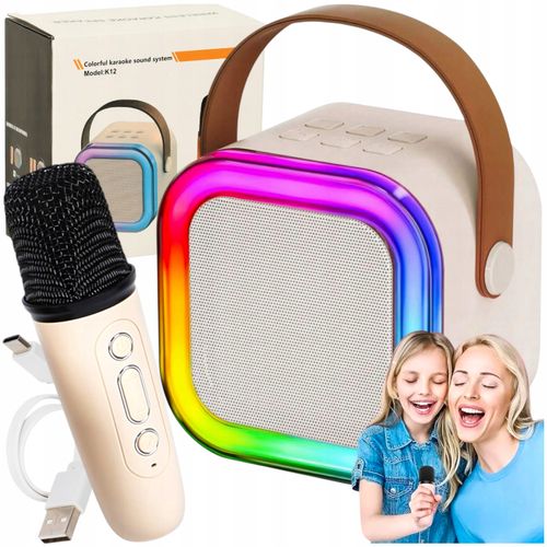GŁOŚNIK BLUETOOTH KARAOKE RGB + MIKROFON USB SD LED 10W ZESTAW DLA DZIECI na Arena.pl