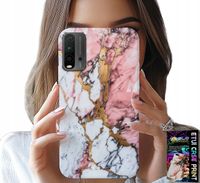 ETUI DO XIAOMI REDMI 9T - RÓŻOWO BIAŁY MARMUREK, KAMIENNE WZORY