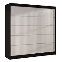 Szafa przesuwna Basti IV 200cm - garderoba - CZARNY/BIAŁY