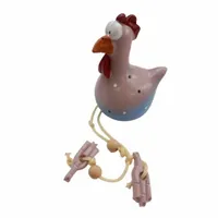 Ręcznie malowana figura żywica ogród kogut niebies