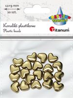 koraliki plastikowe złote serca 12x9mm 20 sztuk titanum